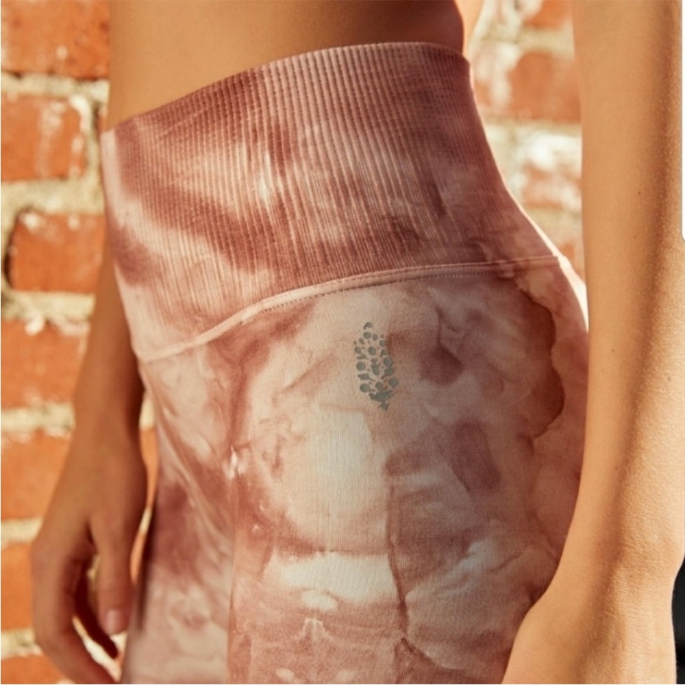 FP Movement Cream and Muave Leggings with Tie Dye Pattern